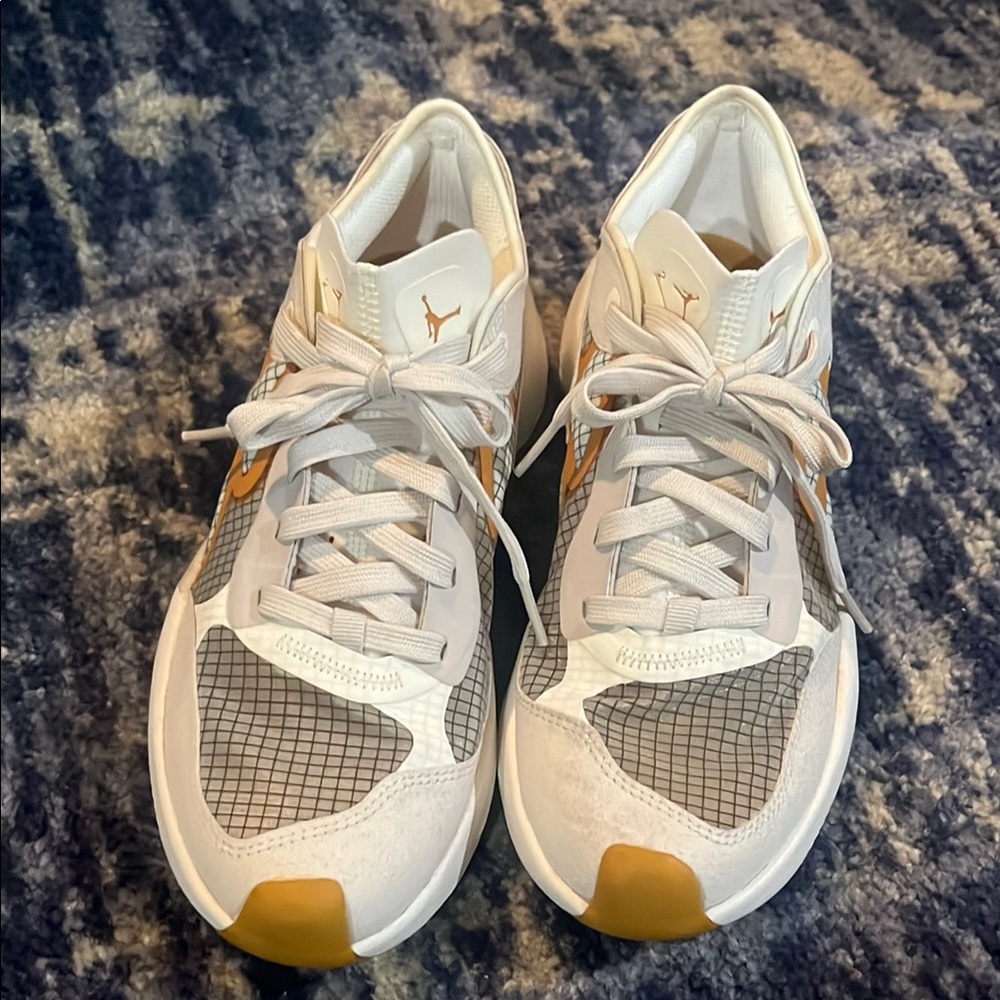 Stylish White and Gold Sneakers